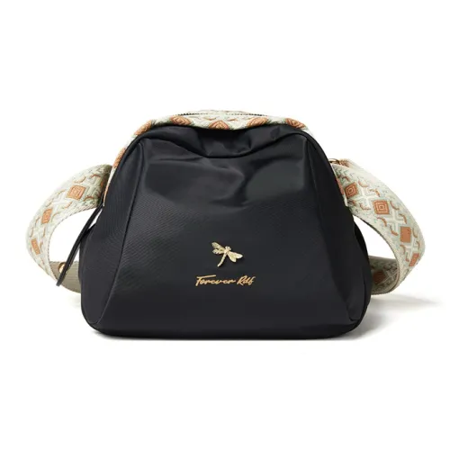 RED DRAGONFLY Fabric Crossbody Bag Women's Classic Black/Milk Tea