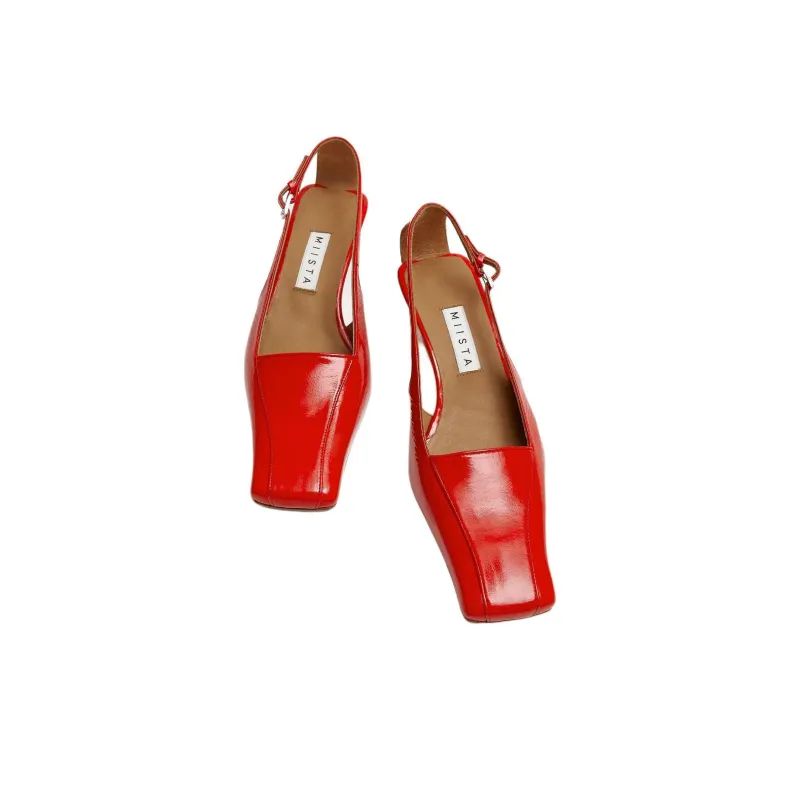 MIISTA Adal Slim Heel High Heels 5cm Women's Orange Red-2
