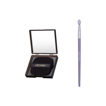 GECOMO Silicone Lip Brush With Flat Toe, Lip Mask Brush+Oil Absorbing Paper, Built in Mirror Powder Puff, Makeup Tool