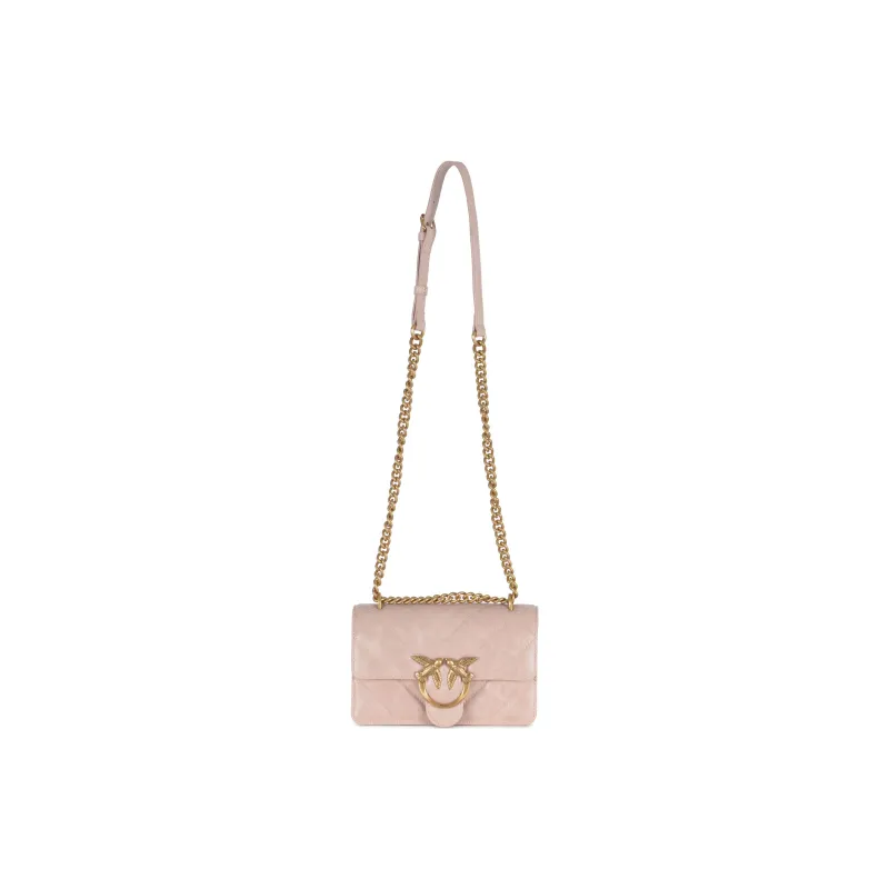 PINKO Cow Leather Shoulder Bag Crossbody Bag Mini Women's Pink-4