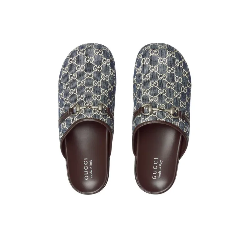GUCCI Quiet Wrap-toe Slippers Men's Blue-3