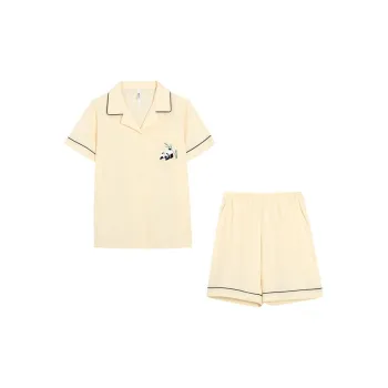 Red Beans At Home Pajama Set Women's Vanilla White