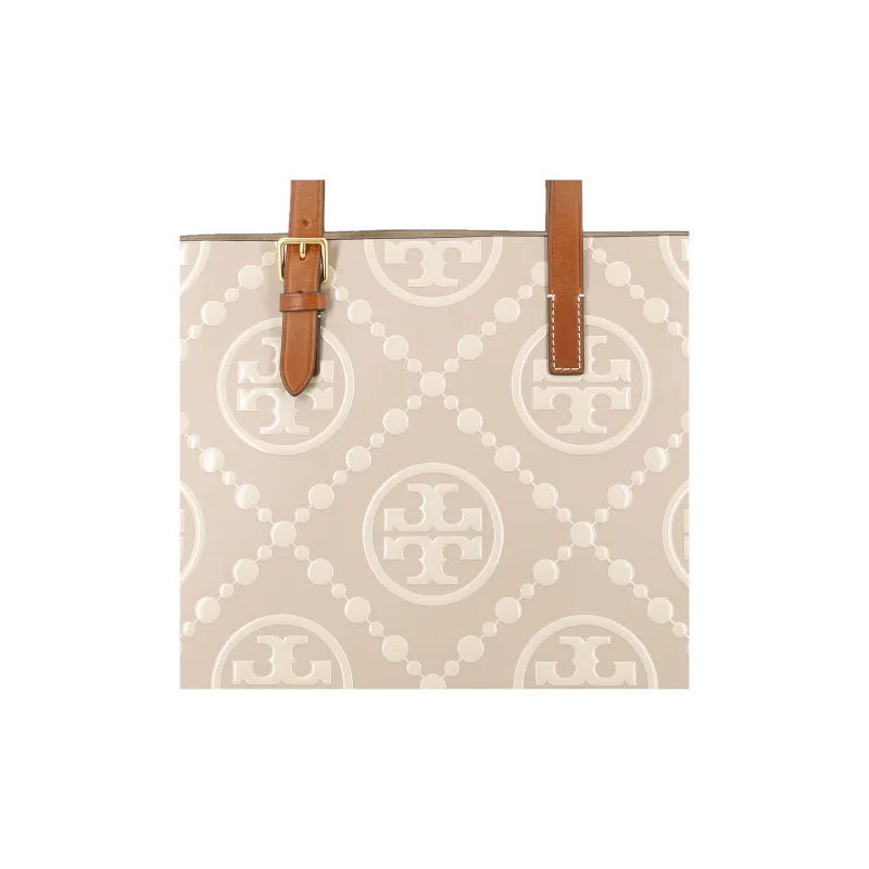 TORY BURCH T Monogram Contrast Embossed Tote Logan/New Cream-4