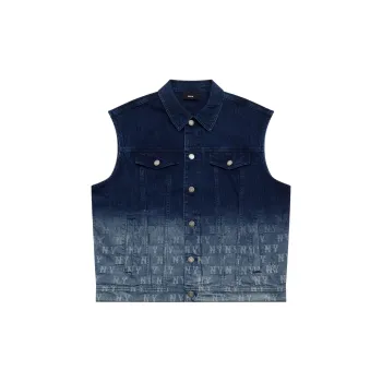 MLB MONOGRAM Collection New York Yankees SS25 Denim Vest Unisex Dark Navy Blue