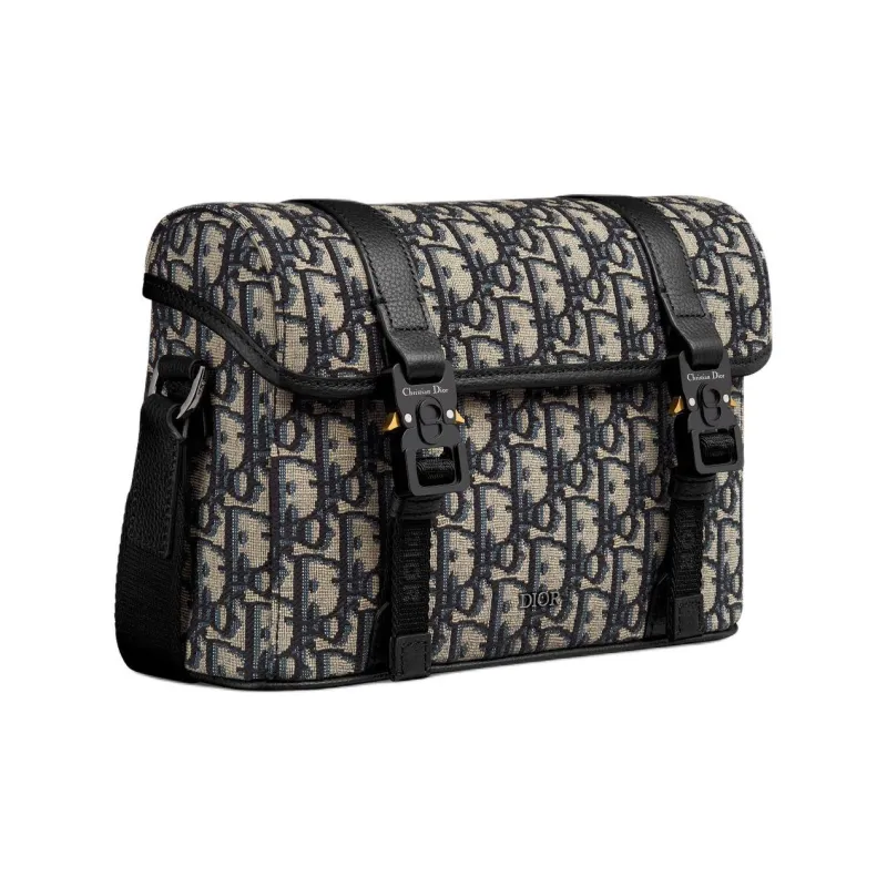 DIOR Cotton Messenger Bag Crossbody Bag Shoulder Bag Women's Beige & Black-2