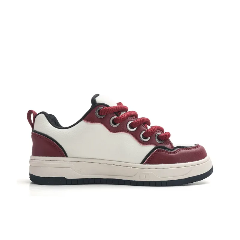 Nam Po Wan x Jifffly Slip-Resistant Water-Resistant Balance Low-Top Skateboard Shoes Unisex Beige Burgundy-1