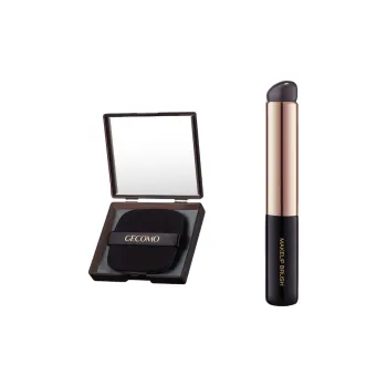 GECOMO Q Soft Silicone Lip Brush+Oil Absorbing Paper Combination, Built in Mirror Powder Puff, Makeup Tool