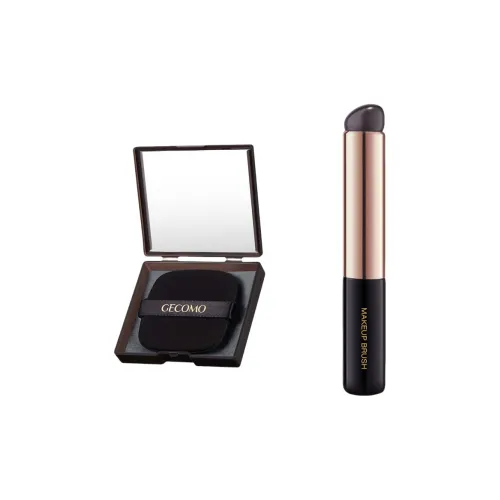 GECOMO Q Soft Silicone Lip Brush+Oil Absorbing Paper Combination, Built in Mirror Powder Puff, Makeup Tool