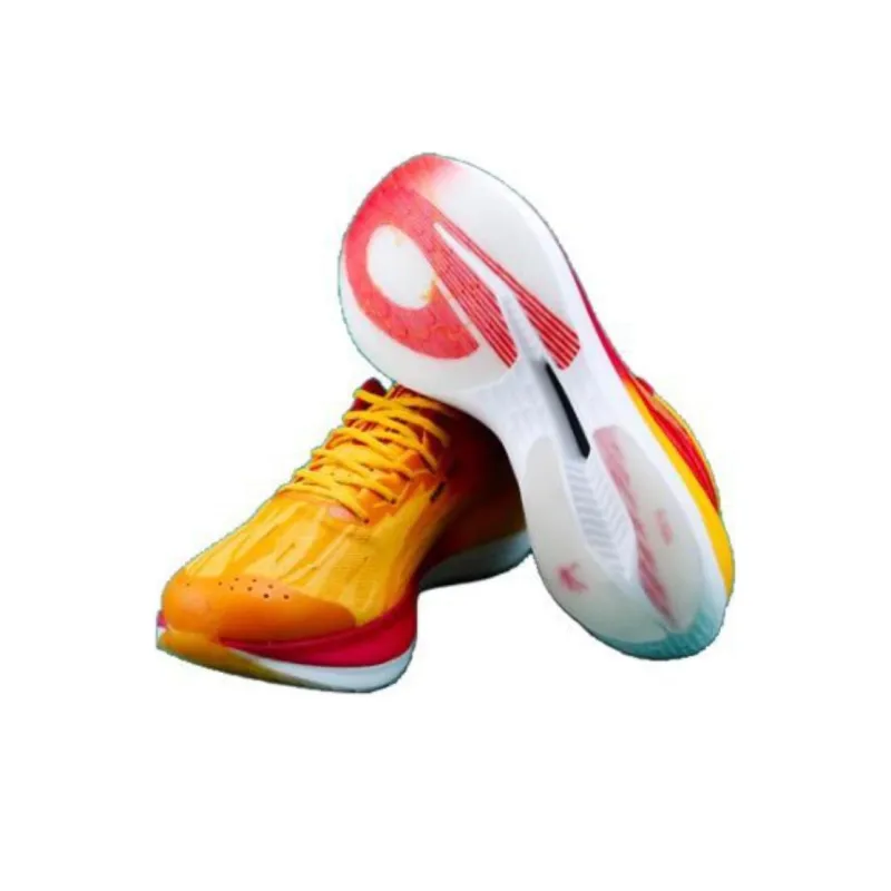QIAODAN Feiying PB2.0 Cushioned Wear Resistant Breathable Low Top Running Shoes Men's Red Yellow Fall/Winter Edition-1