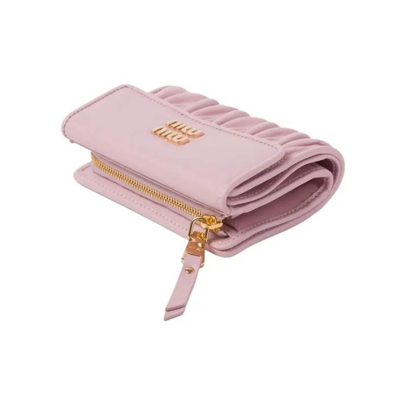 MIU MIU Lambskin Wallet Small Size Women's Snowflake Gypsum Pink-2