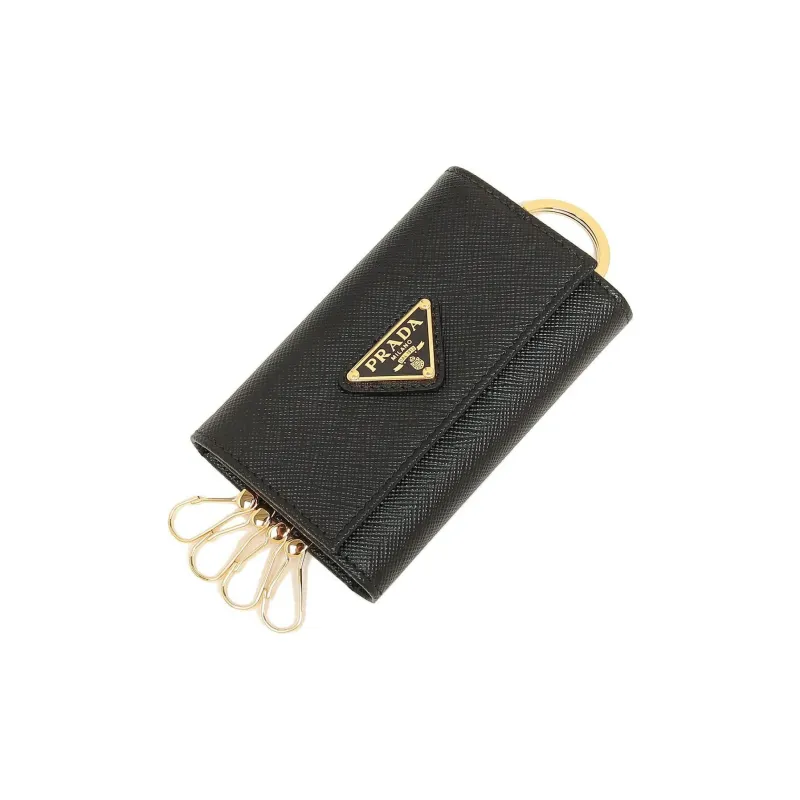 PRADA Leather Key Pouch Women's Black-1