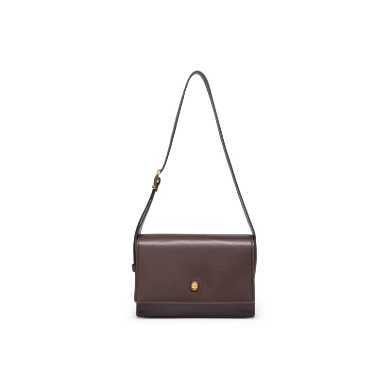 Chrisdien Deny Cow Leather Small Square Bag Shoulder Bag Shoulder Bag Regular Women's Coffee/Light Brown/Black-0
