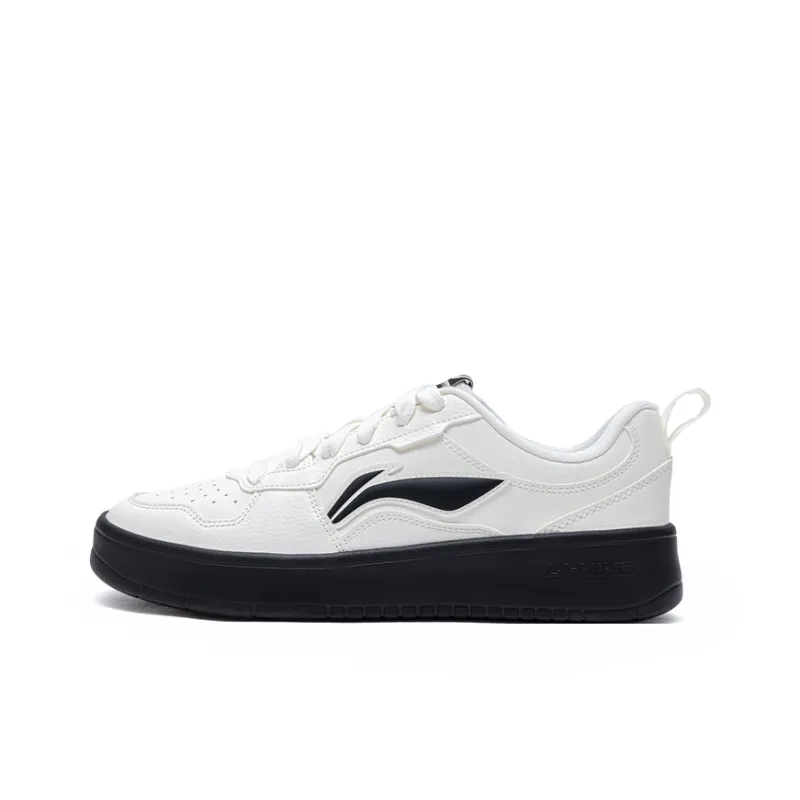 LiNing Lightweight Breathable Slip-Resistant Low-Top Skateboard Shoes Women's Ivory Black-0