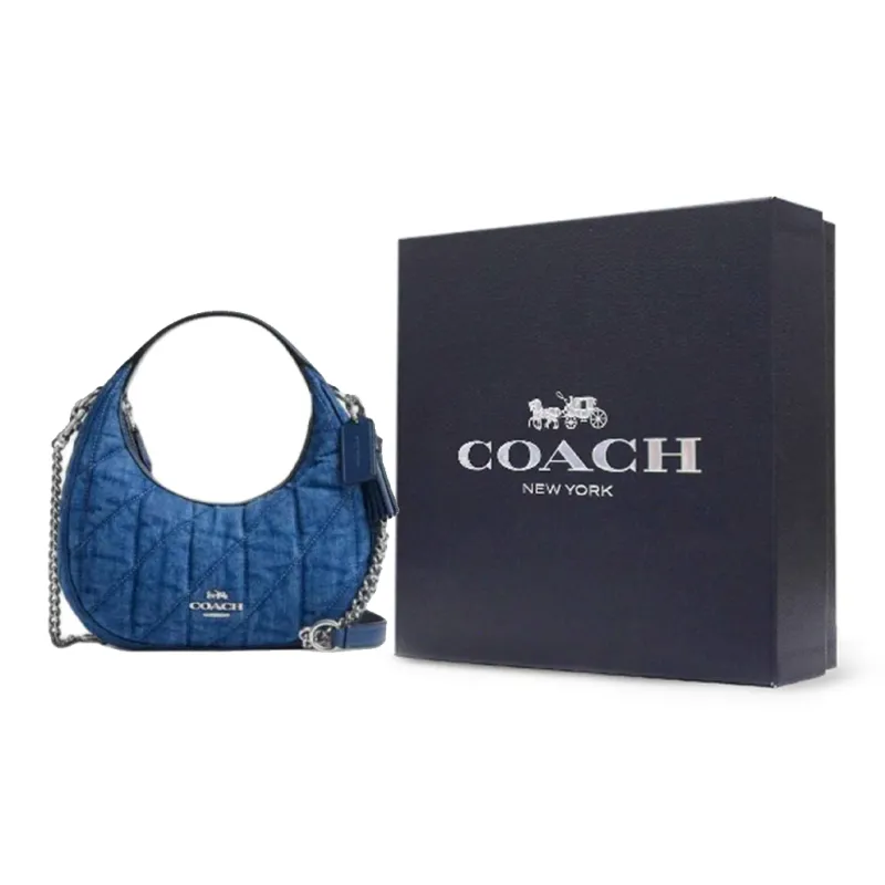 COACH CARMEN Fabric Shoulder Bag Crossbody Bag Handbag Mini Women's Denim Blue-8
