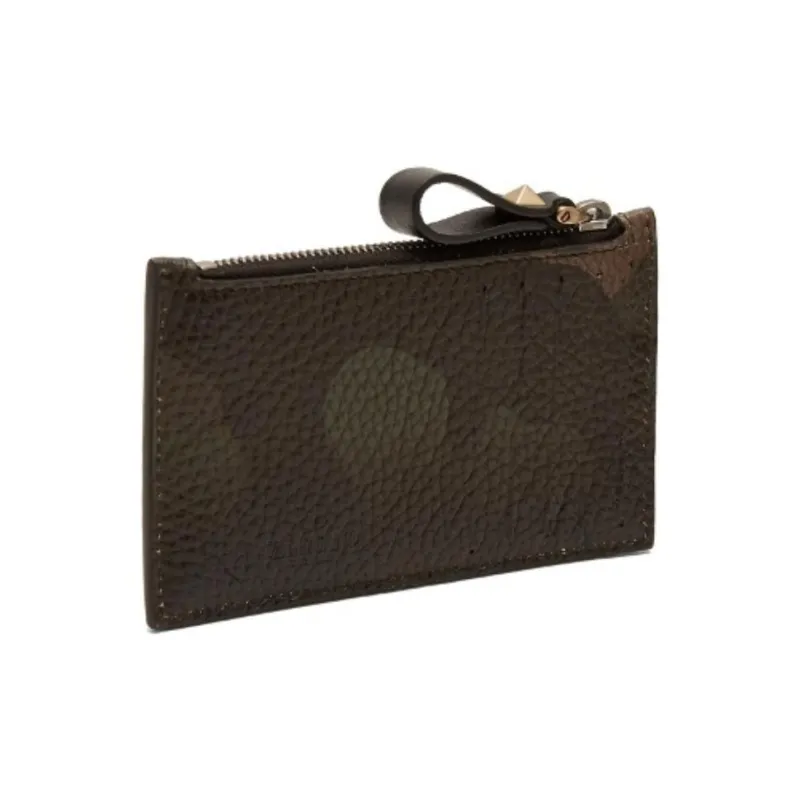 Valentino Rockstud Leather Card Holder Unisex Camouflage-1
