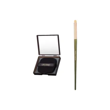 GECOMO Bite Lip Brush With Round Head Lipstick+Oil Absorbing Paper Combination Built in Mirror Powder Puff Makeup Tool