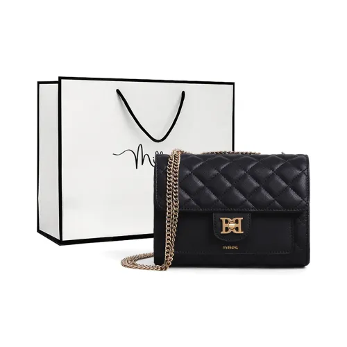 MILLIE'S Cow Leather Underarm Shoulder Bag, Crossbody Bag, Small Square Bag Regular Women's Extreme Night Black