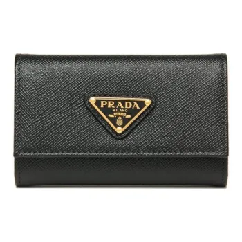 PRADA Leather Key Pouch Women's Black