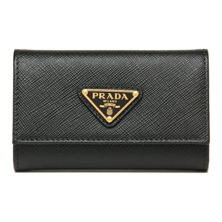PRADA Leather Key Pouch Women's Black-0