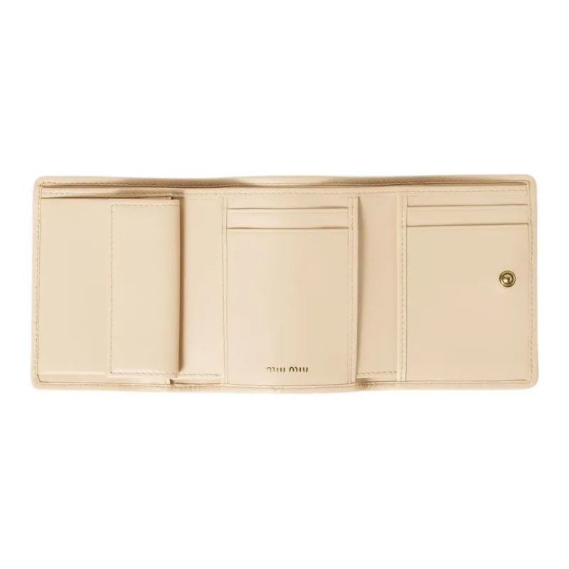 MIU MIU Matelassé Lambskin Wallet Trumpets Women's Large Pea Green-3