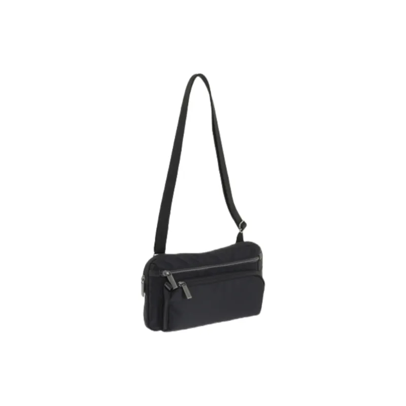 Ace. Fabric Shoulder Bag Crossbody Bag Small Size Unisex Black/Blue-7
