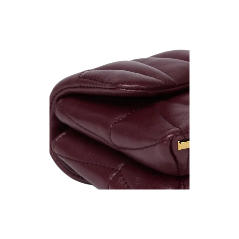 FANSIZHE Kleio Lambskin Quilting Crossbody Bag, Shoulder Bag Mini Women's Burgundy-3