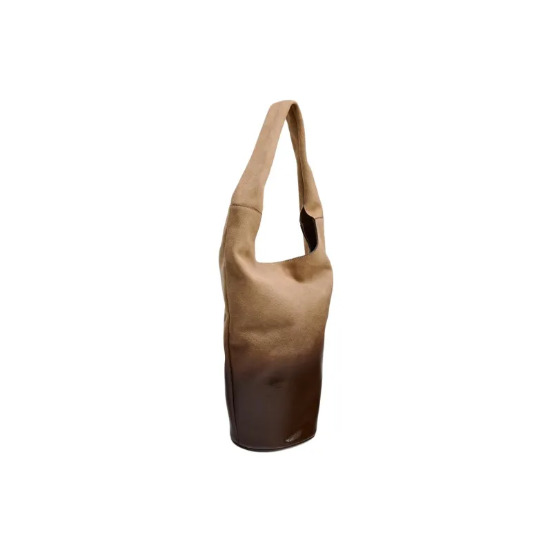ZARA Cow Leather Bucket Bag Handbag Shoulder Bag Women's Brown-1