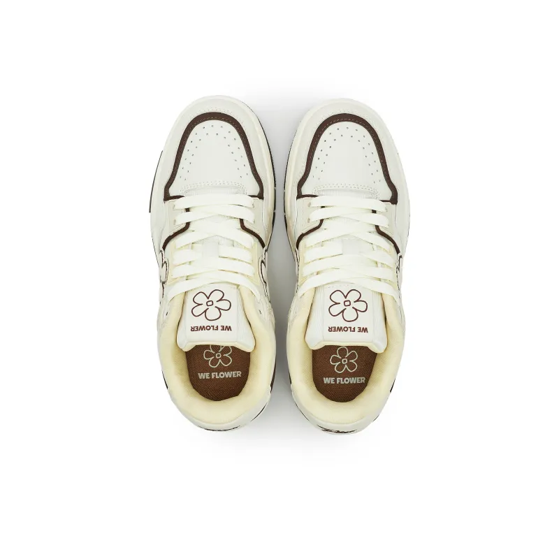 WE FLOWER Skateboard Shoes Unisex Low Top Brown/White-3