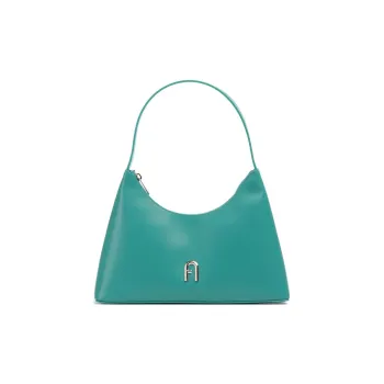 Furla Diamante Leather Shoulder Bag Small Size Women's Green