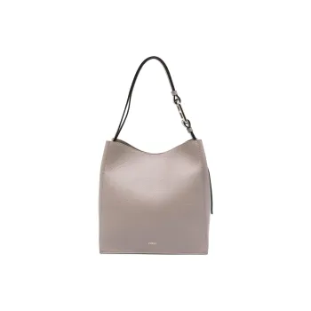 Furla Calfskin Bucket Bag, Shoulder Bag Small Size Women's Plaster