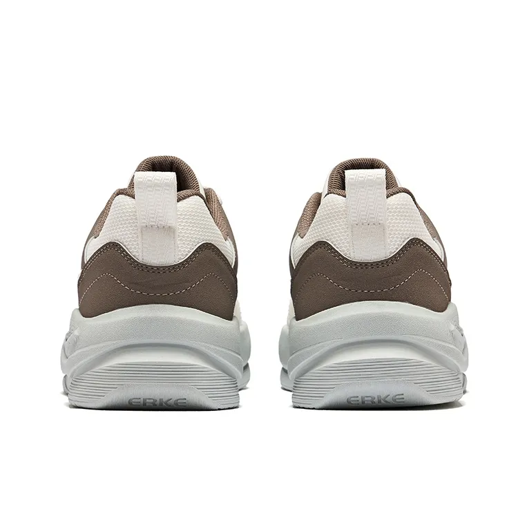 Erke Anti Slip And Wear Resistant Breathable Low Top Skateboard Shoes Men's Microcrystal White Brown Stone-3