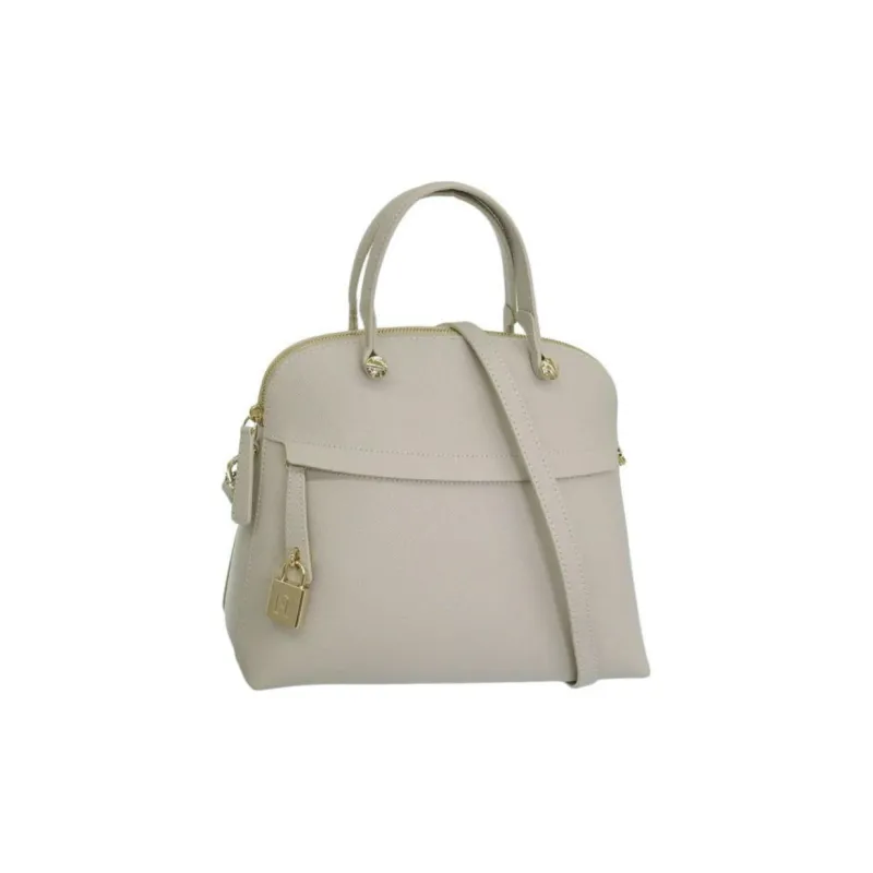 Furla Leather Shoulder Bag, Crossbody Bag, Handbag Women's Light Gray-1