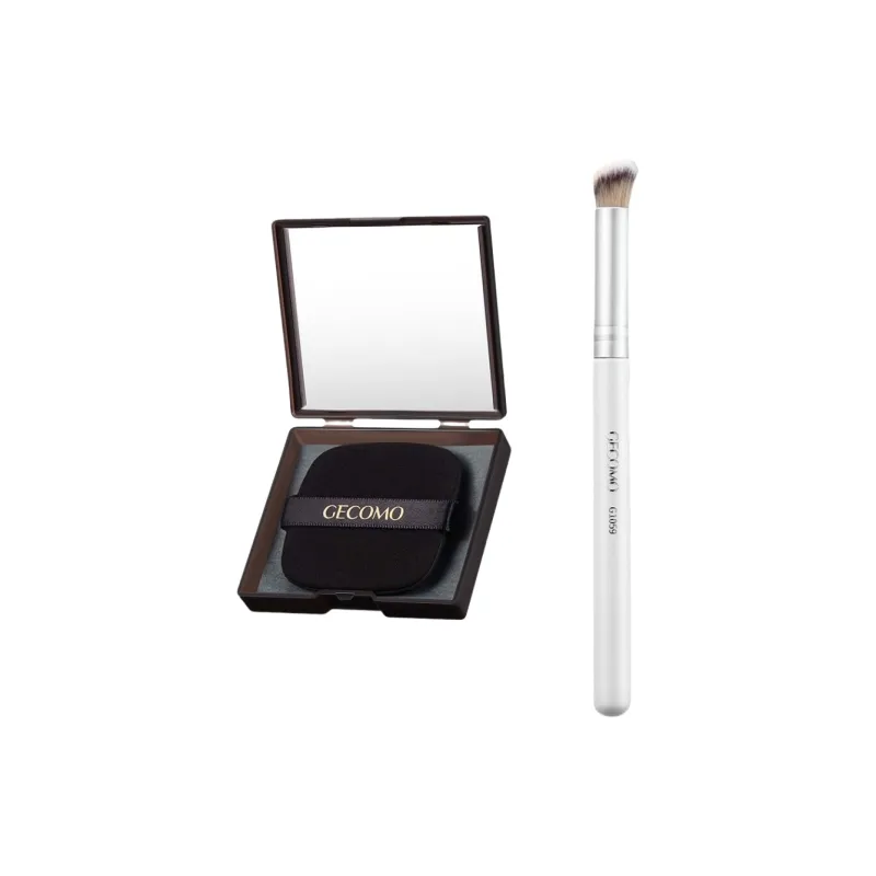 GECOMO Angled Tip Concealer Brush+Oil Absorbing Paper Combo, Built in Mirror Powder Puff, Makeup Tool-4