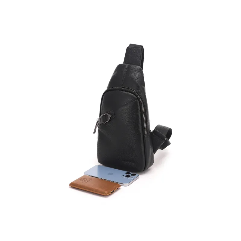 RED DRAGONFLY Cow Leather Sling Bag Men's Black/Royal Blue-4