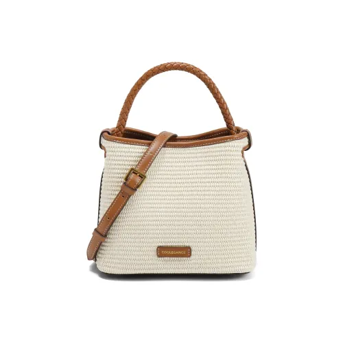 BELLE Fabric Bucket Bag, Straw Bag, Shoulder Bag, Crossbody Bag, Handbag Medium Size Women's Apricot