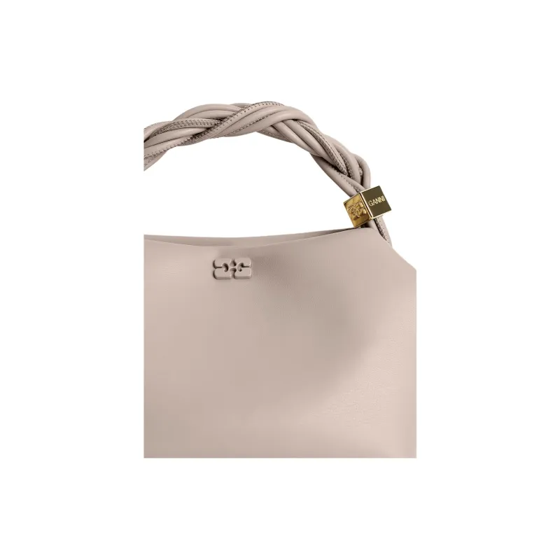 GANNI Recycled Leather One Shoulder Handbag Trumpets Women's Oyster Gray-4