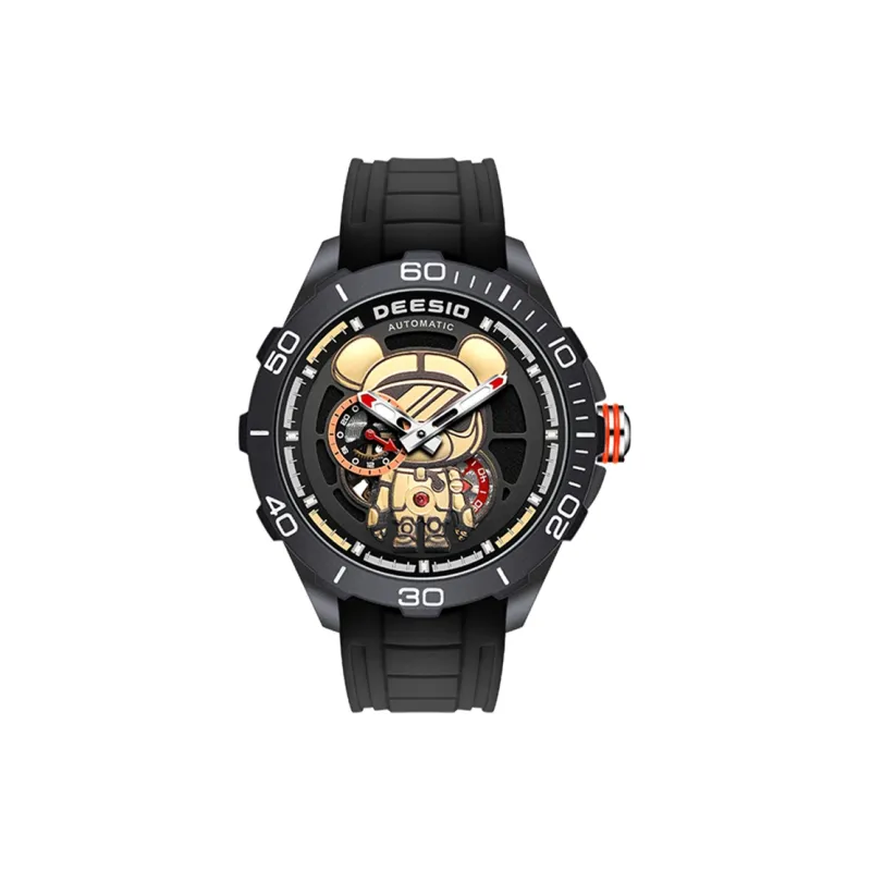 DEESIO Charismatic Bear Collection Automatic Mechanical Movement Rubber Strap Men's Watches Black Dial-7