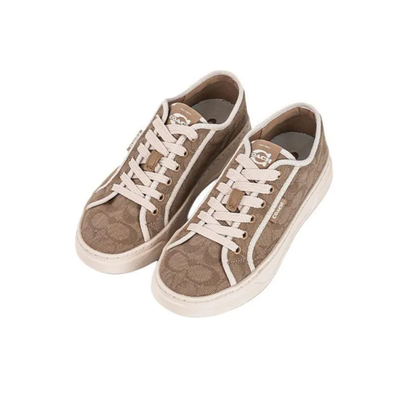 COACH Low Top Skateboard Shoes Women's Brown-2