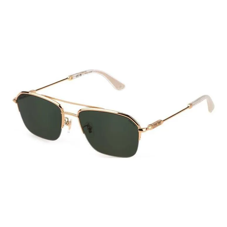 Police Metal Rectangular Sunglasses Men's Gold-0