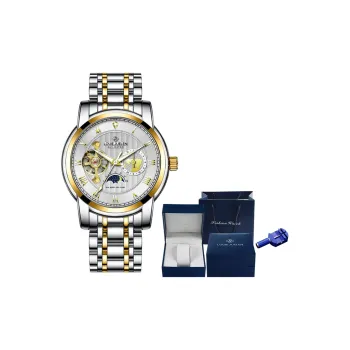 LOUIE JUELEN Mechanical Movement Stainless Steel Watchband Watch Men's Watches Black Dial