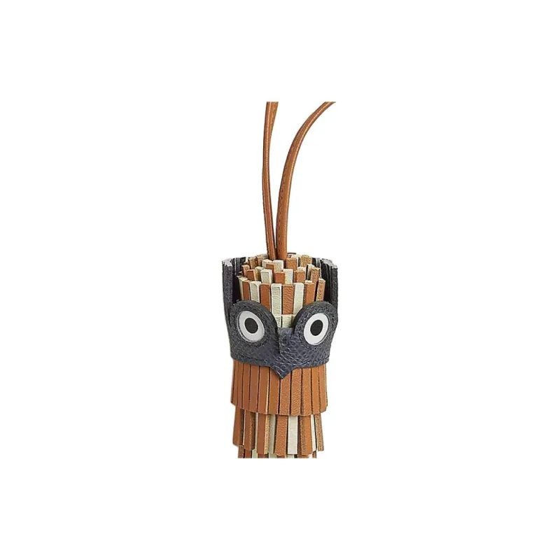 HERMES Charm Sheep Leather With Swift Leather Bag Accessory Women's Brown-1