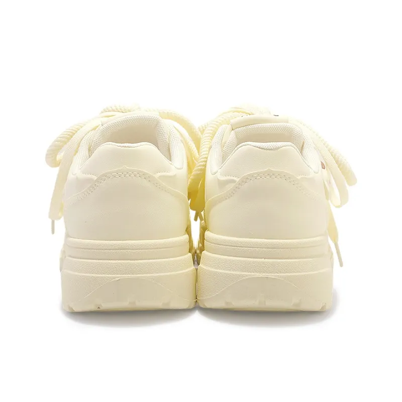 Miss Zhang Anti Slip Wear Resistant Low Top Skateboard Shoes Women's Cream Yellow-5