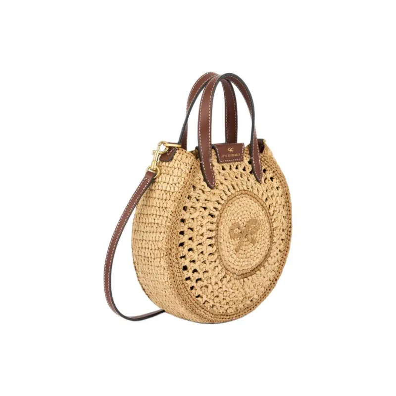 Anya Hindmarch Raffia Shoulder Bag Crossbody Bag Handbag Small Size Women's Beige-1
