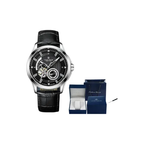 LOUIE JUELEN Darth Vader Collection Mechanical Movement Genuine Leather Strap Watch Men
s Watches Black Dial