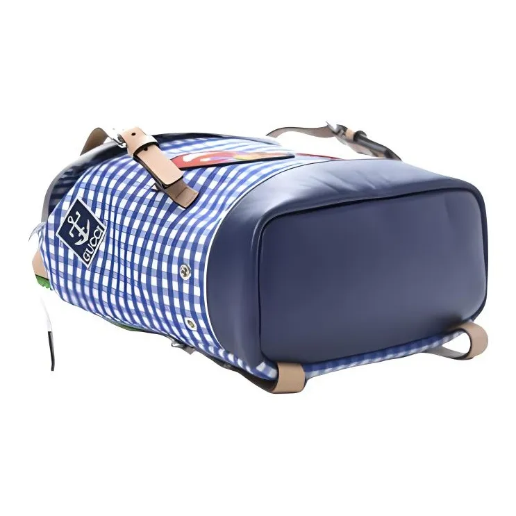GUCCI Canvas With Leather Backpack Kids' Blue/White-2