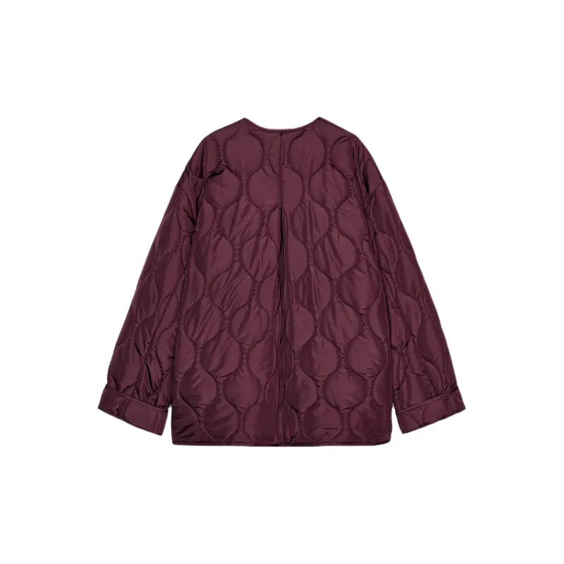 ZARA Puffer Jacket Women's Burgundy Burgundy-1