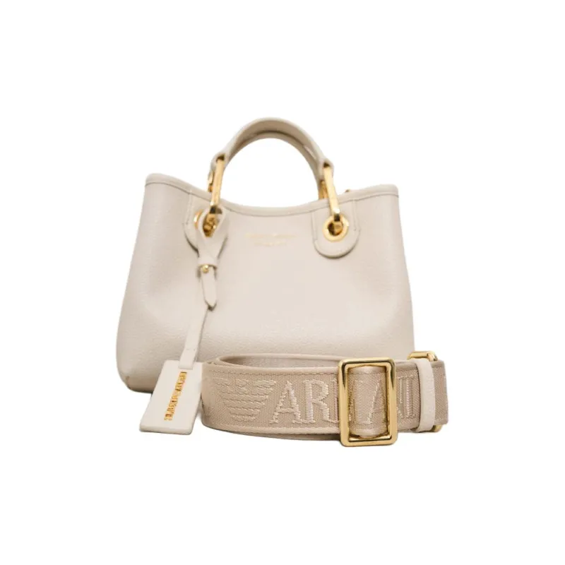 EMPORIO ARMANI Polyurethane Tote Bag, Shopping Bag, Shoulder Bag, Handbag Trumpets Women's Milk White-1