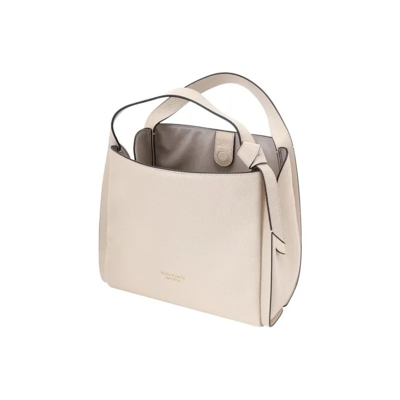 Kate Spade Knott Pebbled Cow Leather Shoulder Bag Crossbody Bag Handbag Medium Size Women's Cow Milk White-3