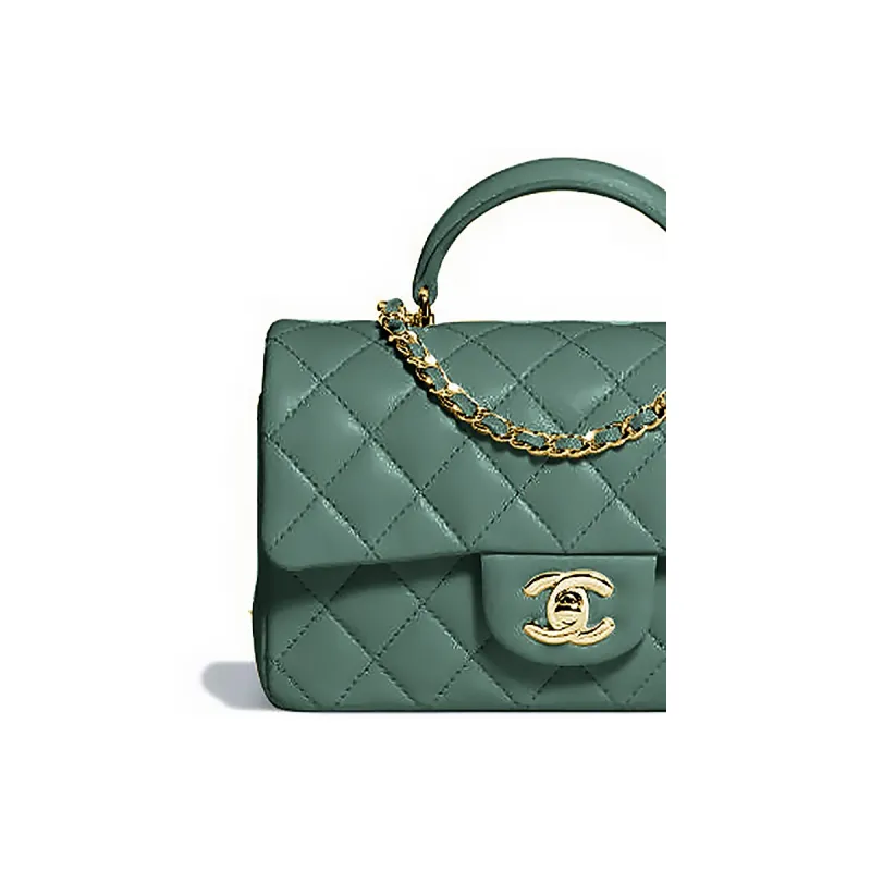 CHANEL Classic Flap CF21K Winter Sheepskin Shoulder Bag, Crossbody Bag, Handbag Mini Women's Turquoise-2