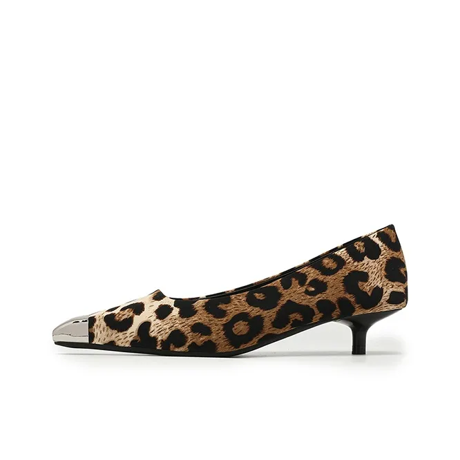 FIVE PLUS Slim Heel High Heels Women's Leopard Print-0